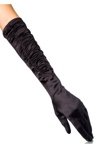 Mid-length gloves Satin Black Pin-Up Rockabilly Retro Glamor Gloves- rockangehell.com