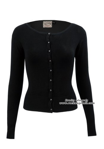 Banned Gothic Rockabilly Cardigan Vest Just Black- rockangehell.com