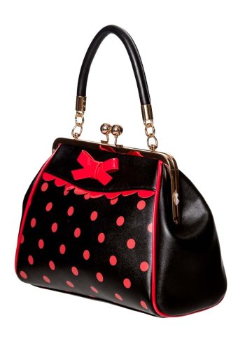 Sac Rockabilly Années 50 Retro Pin-Up Banned Crazy Little Thing Black Red Dots - rockangehell.com