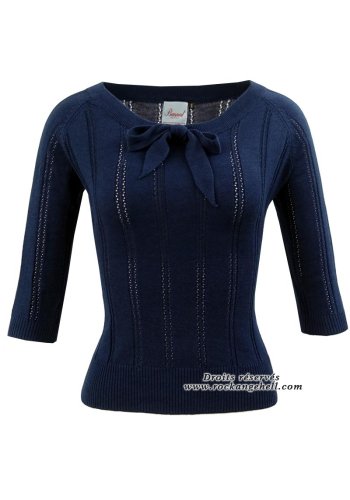 Pull Top Rockabilly Retro Pin-Up Banned \"Belle Bow Piontelle Night Blue\" - rockangehell.com
