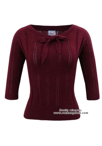 Pull Top Pin-Up Vintage Retro Banned \"Belle Bow Piontelle Burgundy\" - rockangehell.com