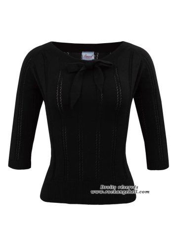 Pull Top Retro Pin-Up Vintage Banned \"Belle Bow Piontelle Black\" - rockangehell.com