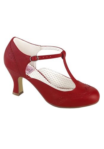 Chaussures Escarpins Vintage Rockabilly Retro Pin Up Couture \"Flapper Red\" - rockangehell.com