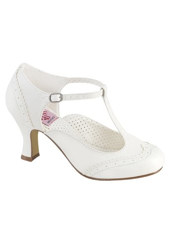 Chaussures Escarpins Rockabilly Années 50 Pin Up Couture Flapper White - rockangehell.com