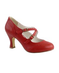 Chaussures Escarpins Rockabilly Vintage Pin Up Couture Flapper Red Crossed - rockangehell.com