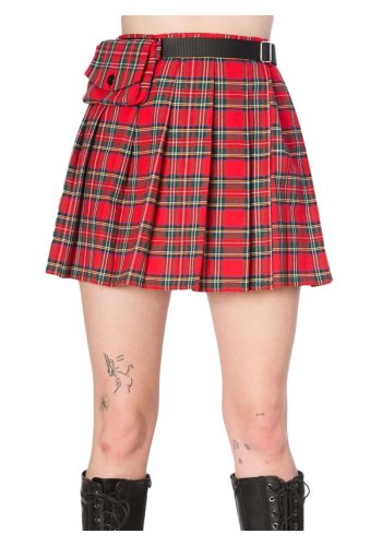 Scottish Pleated Skirt Punk Rock Banned Mini Pocket - rockangehell.com