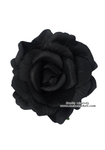 Barrette Cheveux Broche Mariage Rockabilly Gothique \"Black Rose\" - rockangehell.com