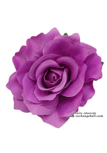 Hair Barrette Brooch Wedding Rockabilly Retro Vintage \"Purple Rose\" - rockangehell.com