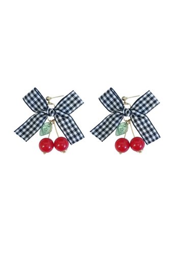 Vintage Rockabilly Pin-Up Earrings \"Cherry Black Vichy\" - rockangehell.com