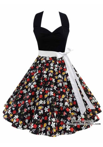 50s Rockabilly Dress Vintage Rock Ange\'Hell \"Vivien Pretty Flowers\" - rockangehell.com