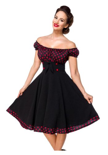 Vintage 50s Rockabilly Pin-Up Dress Belsira Bella Black Red- rockangehell.com