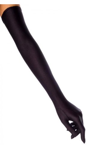 Mid-length gloves Satin Black Rockabilly Retro Pin-Up 50s \"Glamour Gloves\" - rockangehell.com
