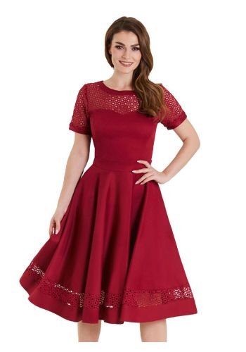 Robe Retro Rockabilly Gothique Dolly And Dotty \"BurgundyTace Lace\" - rockangehell.com