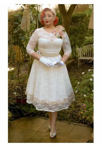Robe Mariée Rockabilly Retro Dolly And Dotty Madeline Off White Lace Bridal