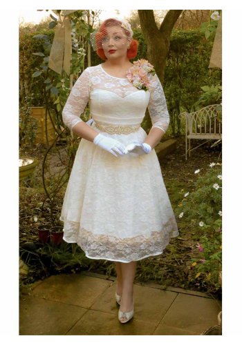 Rockabilly Wedding Dress Retro Dolly And Dotty Madeline Off White Lace Bridal