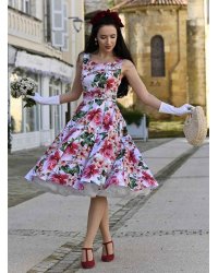 Vintage HR London Gracie Floral Pin-Up Dress - rockangehell.com