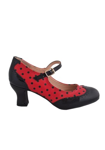 Shoes Pumps Pin-Up Vintage Rockabilly Banned Steppin's Red Mary Jane- rockangehell.com