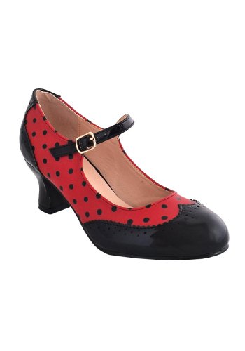Chaussures Escarpins Pin-Up Vintage Rockabilly Banned Steppin's Red Mary Jane - rockangehell.com