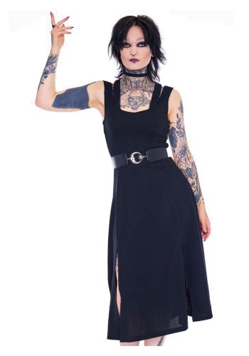 Punk Rock Gothic Jawbreaker Slashed Shoulder Dress-rockangehell.com