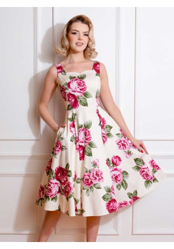 HR London Frances Floral Retro Vintage Pin-Up Dress- rockangehell.com