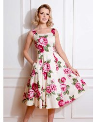 HR London Frances Floral Retro Vintage Pin-Up Dress- rockangehell.com