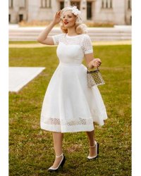 Retro Rockabilly Wedding Dress Dolly And Dotty Off White Tace Lace - rockangehell.com