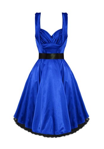 Pin-UP Rockabilly Vintage Blue Satin Evening Dress HR London Blue Satin