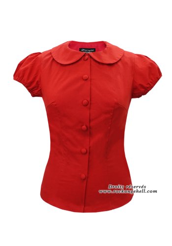 Top Chemise Pin-Up Retro Vintage Rock Ange'Hell Eliza Just Red-rockangehell.com
