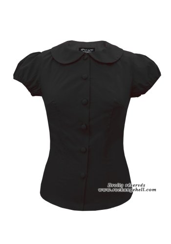 Top Chemise Vintage Pin-Up Retro Rock Ange'Hell Eliza Just Black-rockangehell.com