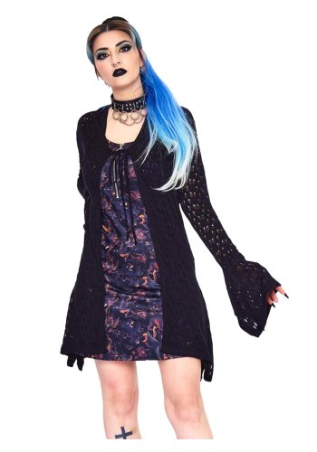 Rock Punk Gothic Jawbreaker Lace Knit Cardigan-rockangehell.com
