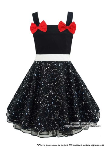 Children's Dress for Girls Vintage Retro Rockabilly Rock Ange'Hell "Laura Constellations"- rockangehell.com