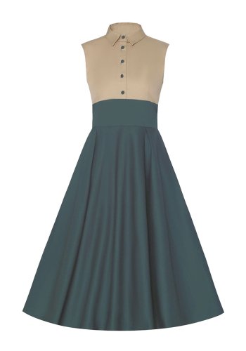 Robe Rockabilly Retro Dolly And Dotty Lisa Cream and Dark Green - rockangehell.com