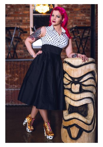 Robe Pin-Up Vintage Dolly And Dotty Lisa White Black Polka Dot- rockangehell.com