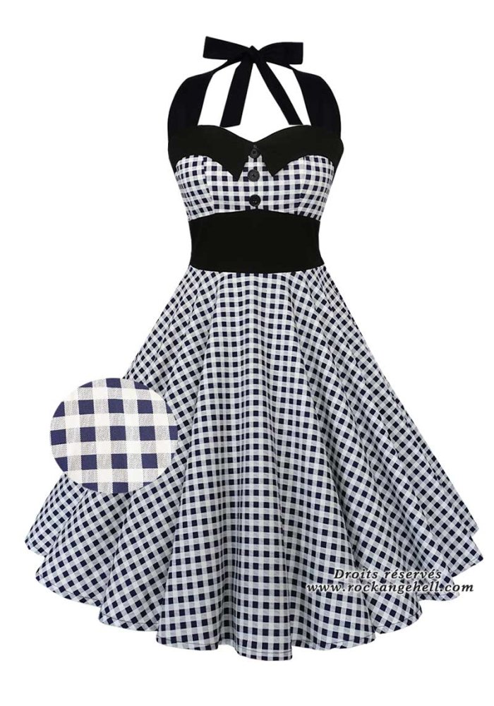 Robe Pinup Années 50 Rose Vichy - Style Vintage Rockabilly, Dos Nu Pour Soirée Ou Cosplay