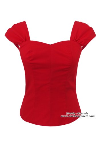 Tee-shirt Rouge Rockabilly Pin-Up Retro Rock Ange'Hell Adda Just Red - rockangehell.com