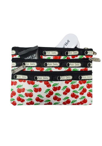 Rockabilly Retro White Cherry Makeup Bag - rockangehell.com