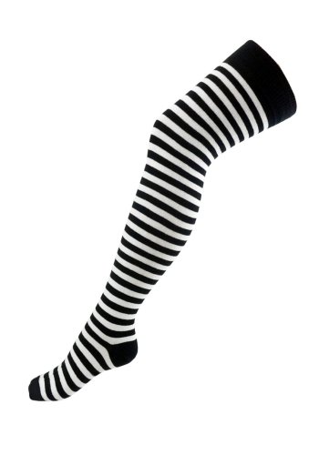 Rock Punk fine striped black/white high socks - Rockangehell.com