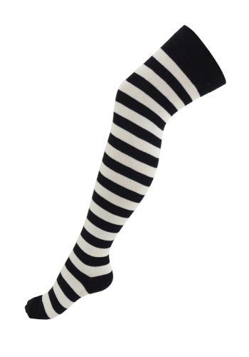 Punk Rock Gothic long socks with wide black/white stripes - Rockangehell.com
