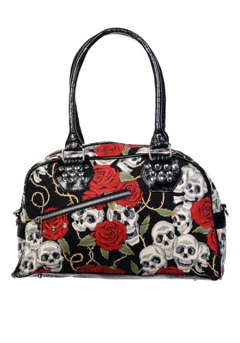 Banned Gothic Rock Handbag Skulls & Roses
