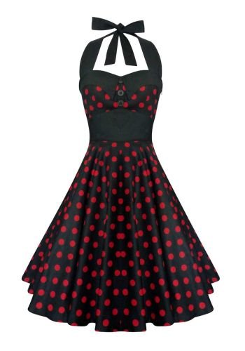 Robe Vintage Rockabilly Swing \"Ashley Black Red polka dots\" - rockangehell.com