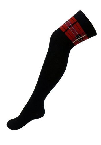 Chaussettes Hautes punk écossaises Macahel \"Black & Red Tartan\"
