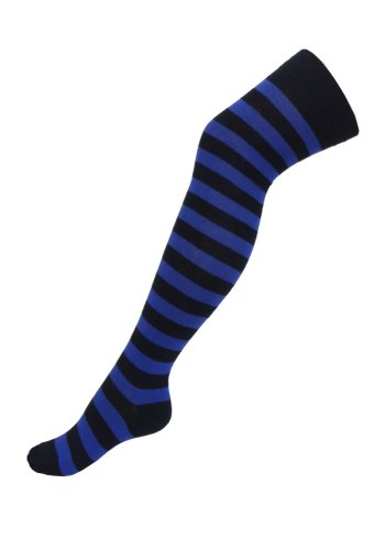 Rock punk high socks with wide black/blue stripes - rockangehell.com