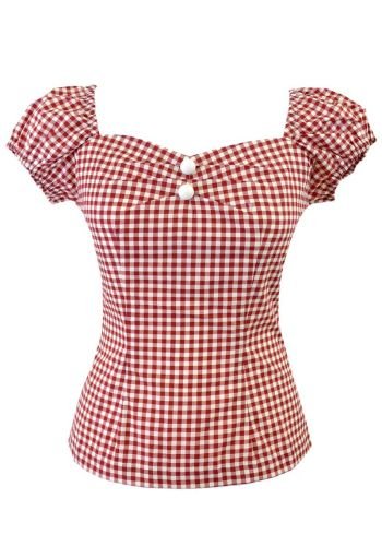 Tee-shirt Vintage Rockabilly Années 50 Rock Ange\'Hell \"Dolores Red Vichy\" - rockangehell.com