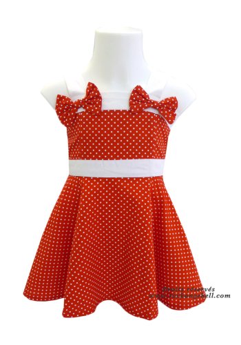 Robe Enfant Fille Rockabilly Pin-Up Retro Rock Ange\'Hell \"Laura Red White Dots\" - rockangehell.com