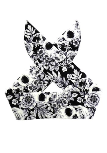 Gothic Rock Hair Scarf Rock Angel\'Hell \"White Skulls\" - rockangehell.com