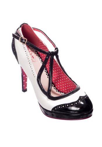 Chaussures Escarpins Rockabilly Pin-Up Années 50 Banned \"Just One Look White\" - rockangehell.com